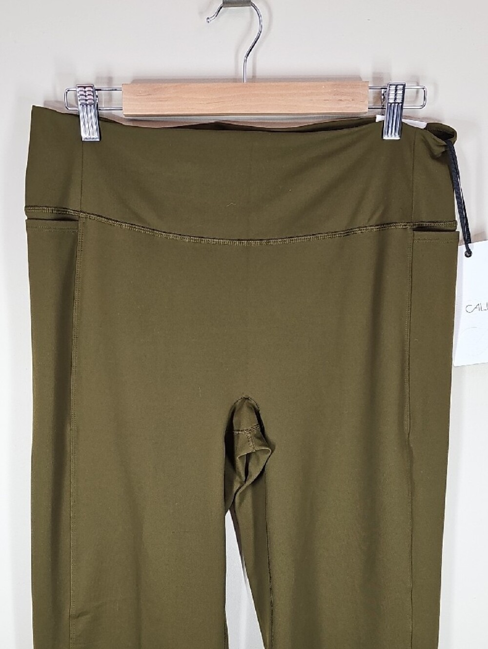 NWT CALIA Essential Straight Leg Pants XL Dark Khaki Olive High Waist Athleisure - Picture 4 of 6